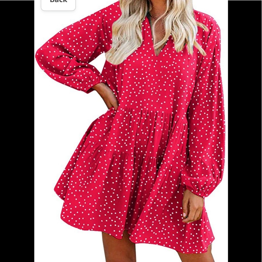 Red Polka Dot long sleeve dress